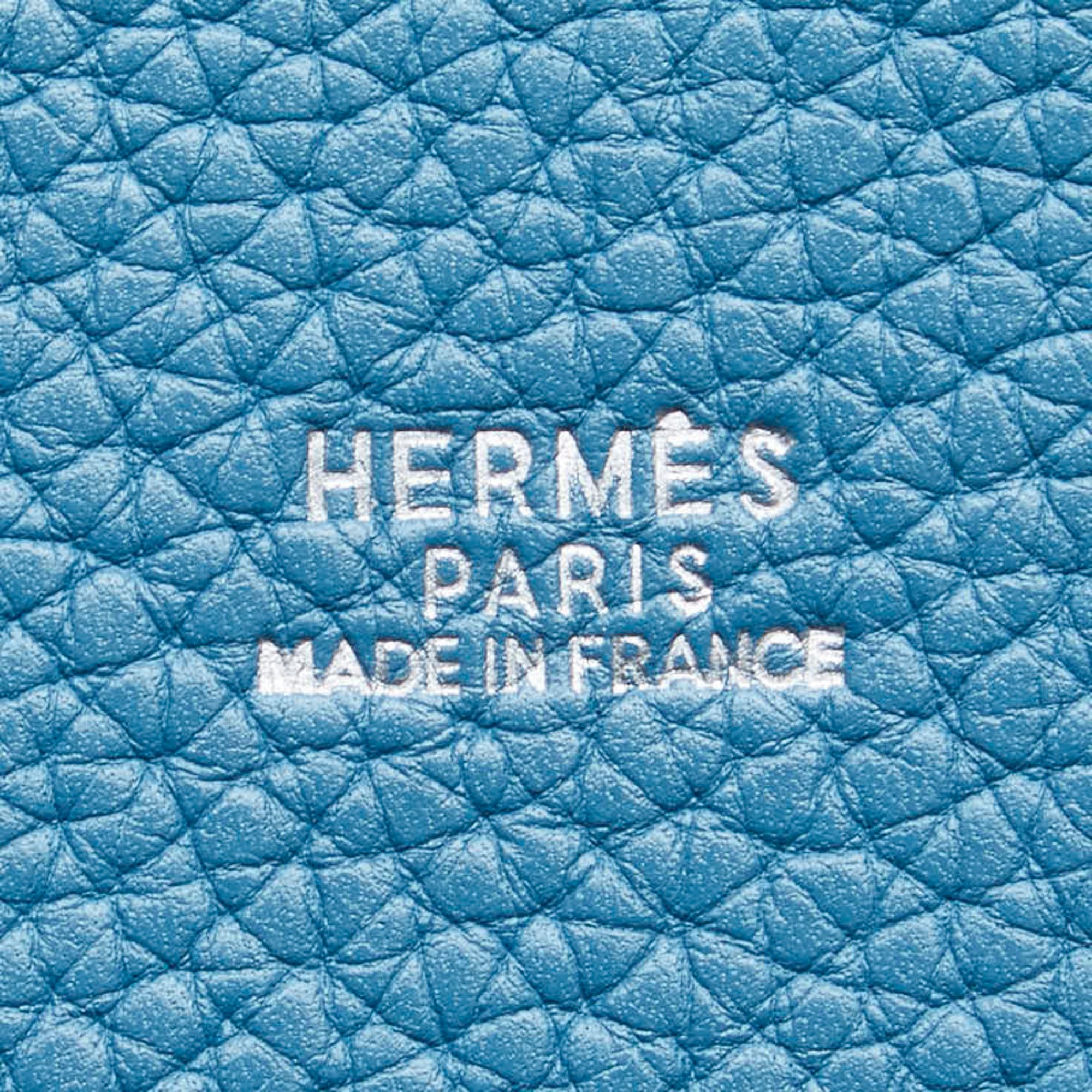 Hermes Manjoire PM Handbag Bucket Bag Blue Jean Light Taurillon Clemence Women's HERMES