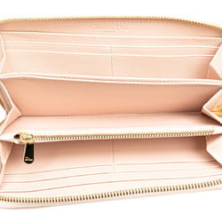 Christian Dior Dior Cannage Round Long Wallet Pink Leather Women's