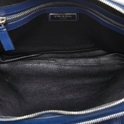 Prada Triangle Plate Clutch Bag Second 2VF052 Blue Leather Women's PRADA