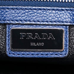 Prada Triangle Plate Clutch Bag Second 2VF052 Blue Leather Women's PRADA