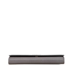 Salvatore Ferragamo Gancini Long Wallet Grey Leather Women's