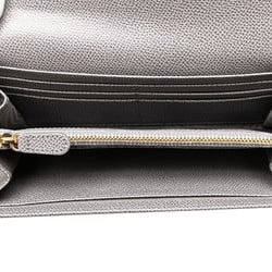 Salvatore Ferragamo Gancini Long Wallet Grey Leather Women's