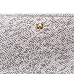 Salvatore Ferragamo Gancini Long Wallet Grey Leather Women's