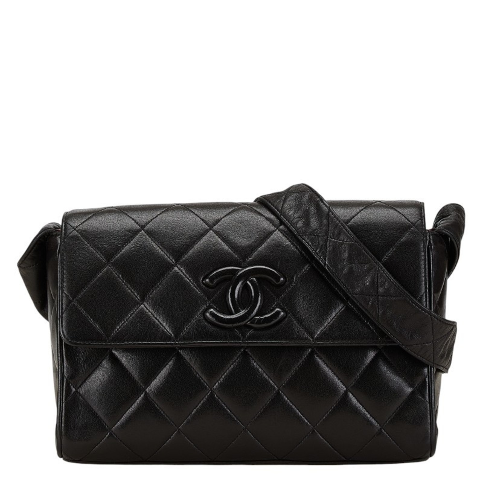 Chanel Matelasse Coco Mark Bag Handbag Black Lambskin Women's CHANEL