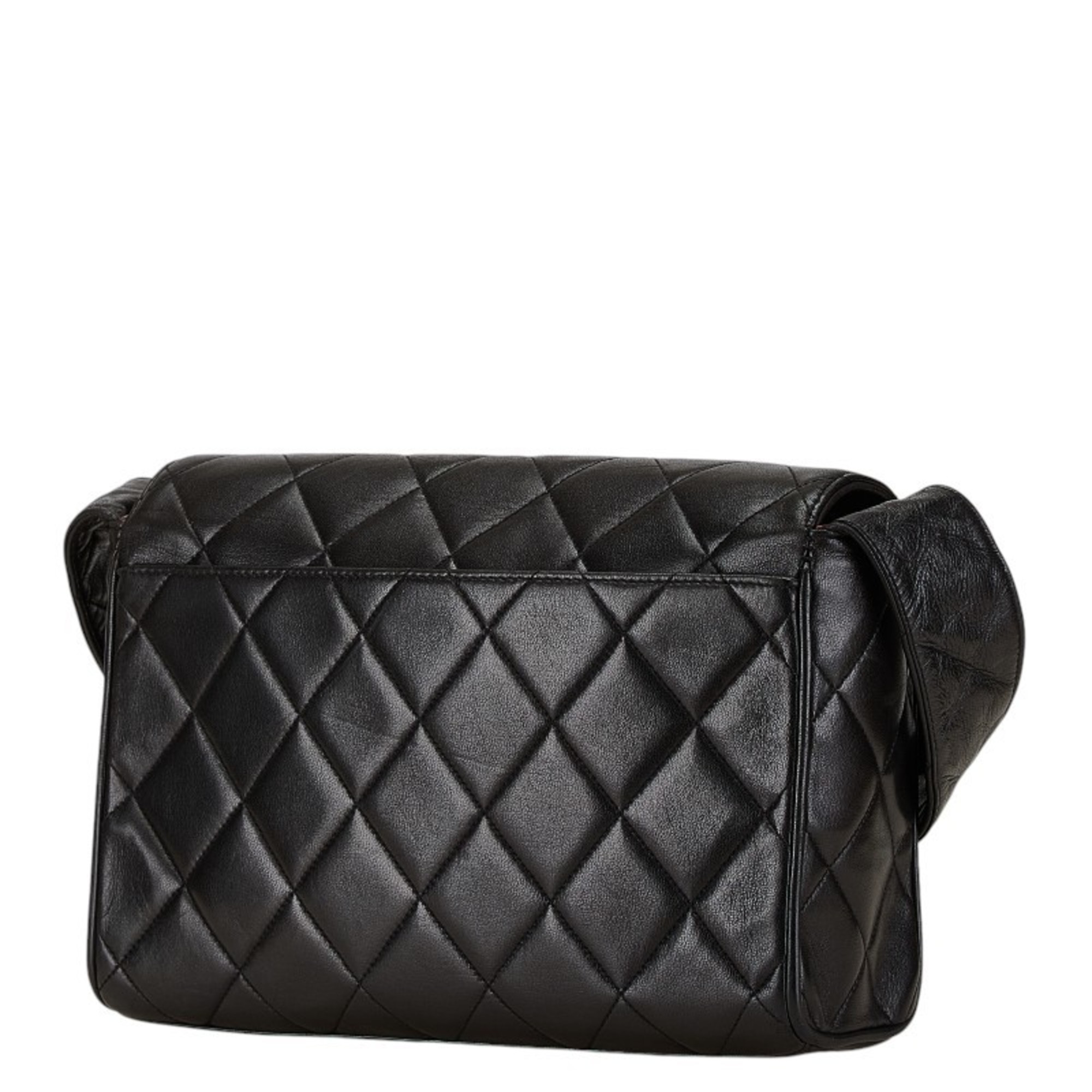 Chanel Matelasse Coco Mark Bag Handbag Black Lambskin Women's CHANEL