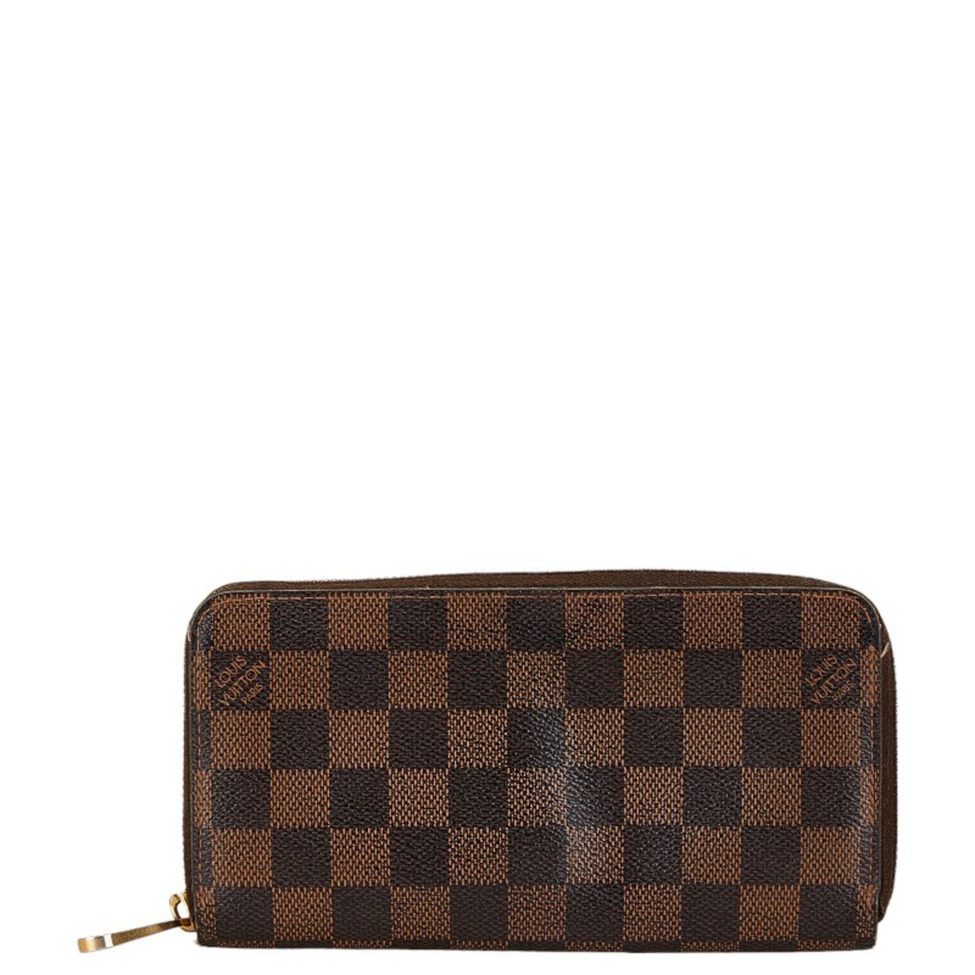 Louis Vuitton Damier Zippy Wallet Round Long N41661 Brown PVC Leather Women's LOUIS VUITTON