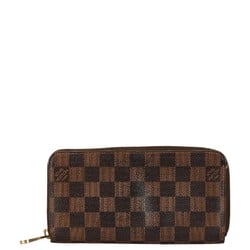 Louis Vuitton Damier Zippy Wallet Round Long N41661 Brown PVC Leather Women's LOUIS VUITTON