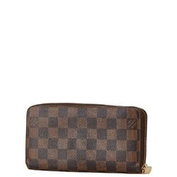 Louis Vuitton Damier Zippy Wallet Round Long N41661 Brown PVC Leather Women's LOUIS VUITTON