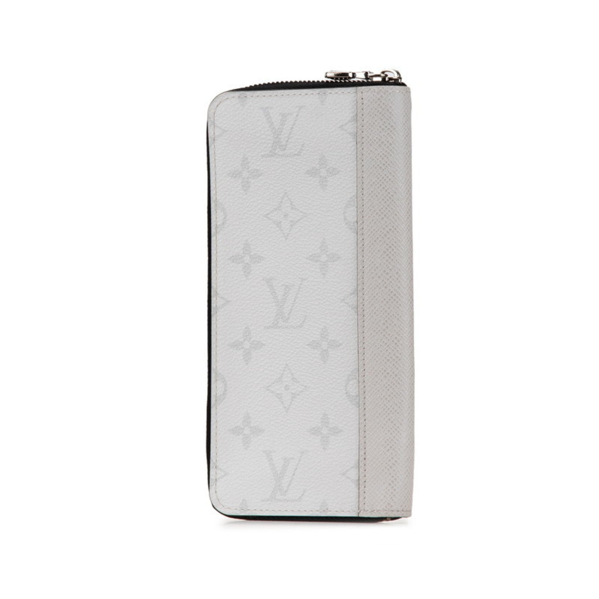 Louis Vuitton Monogram Taiga Rama Zippy Wallet Vertical Round Long M30446 Antarctica White PVC Leather Women's LOUIS VUITTON