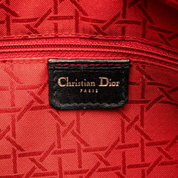 Christian Dior Dior Lady Cannage Large Handbag Black Leather Women's