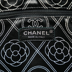 Chanel Camellia Coco Mark Chain Tote Bag Handbag Black White Leather Women's CHANEL