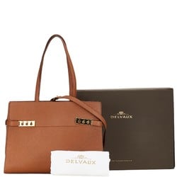 DELVAUX Tempate GM Handbag Shoulder Bag Tan Brown Leather Women's