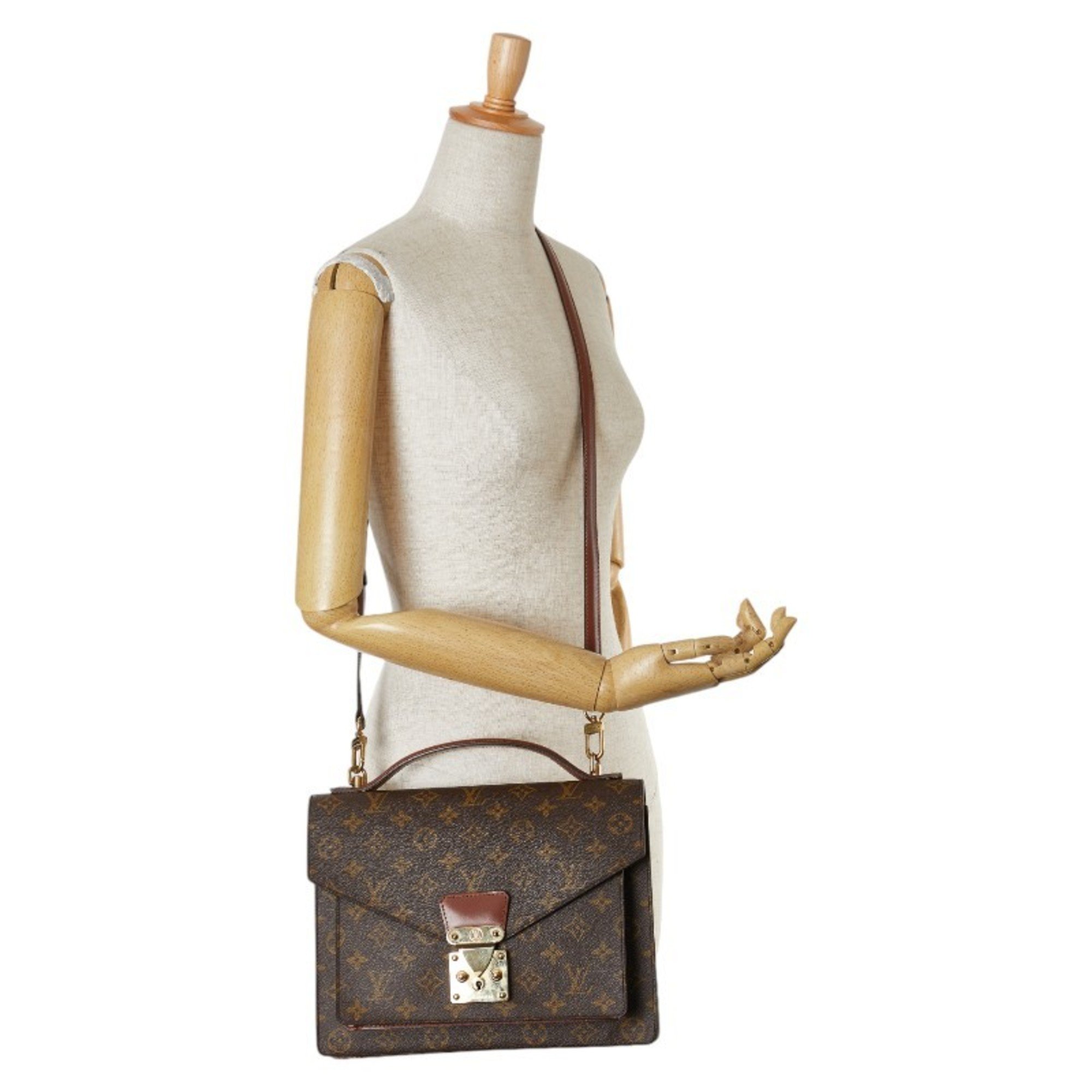 Louis Vuitton Monogram Montsouris 28 Handbag Shoulder Bag M51185 Brown PVC Leather Women's LOUIS VUITTON