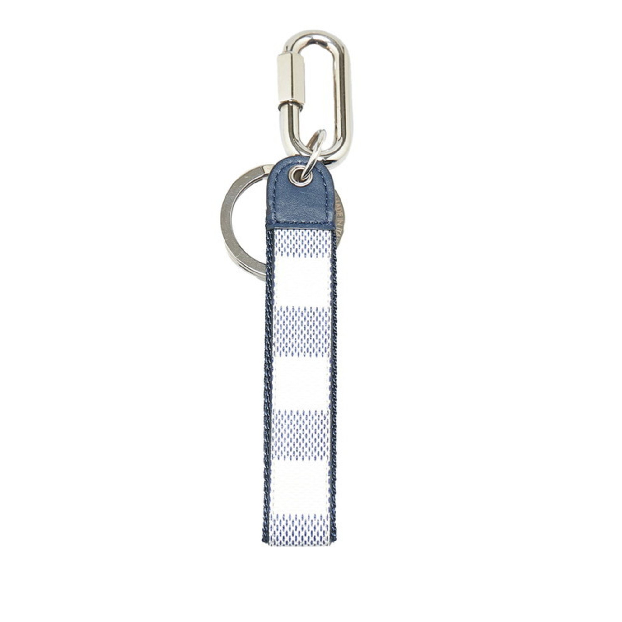 Louis Vuitton Damier Coastline Portecle Dragonne Keychain Keyring M68280 Navy White Leather Women's LOUIS VUITTON