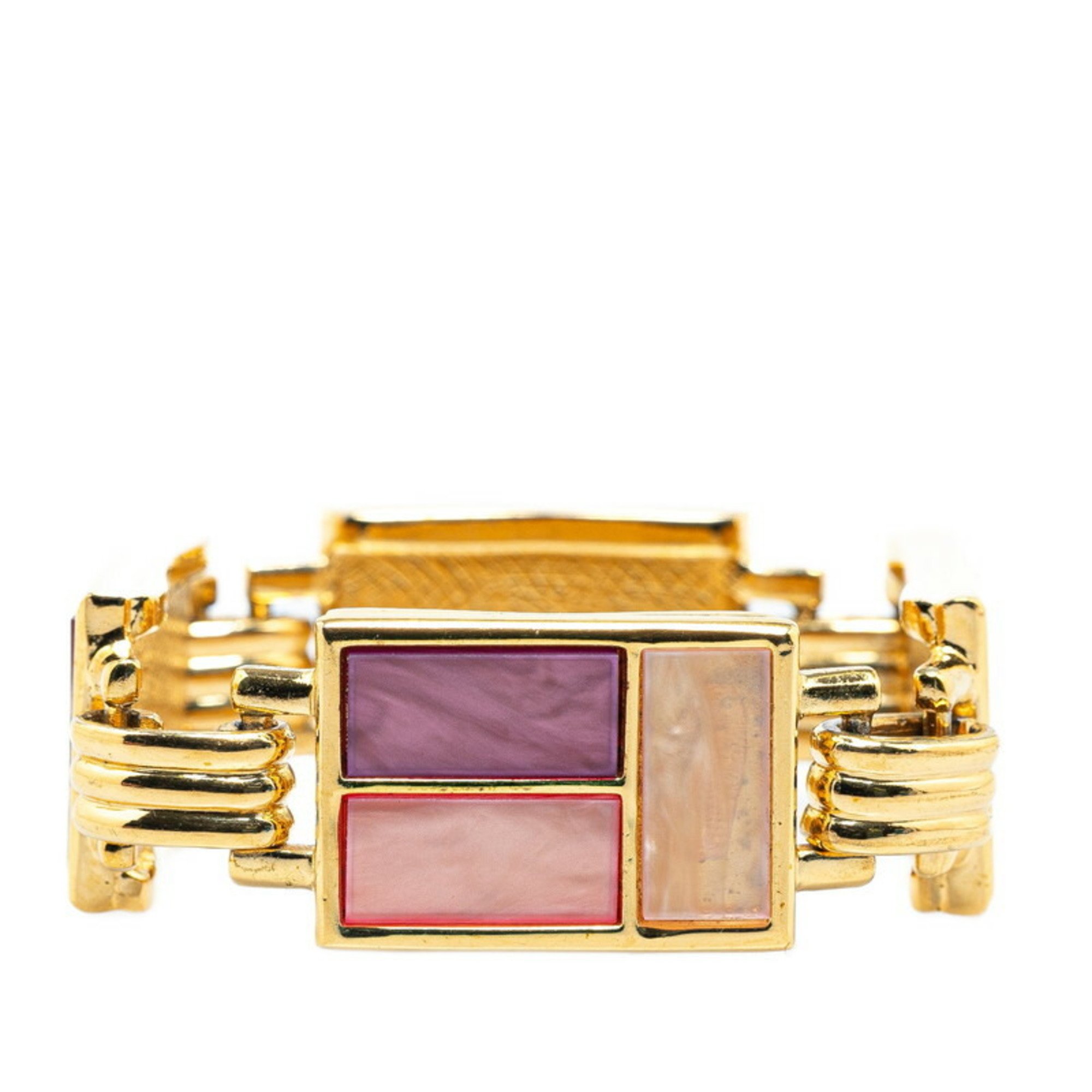 Yves Saint Laurent Square Bracelet Gold Multicolor Plated Women's YVES SAINT LAURENT