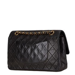 Chanel Matelasse 25 Double Flap Coco Mark Chain Shoulder Bag Handbag Black Lambskin Women's CHANEL