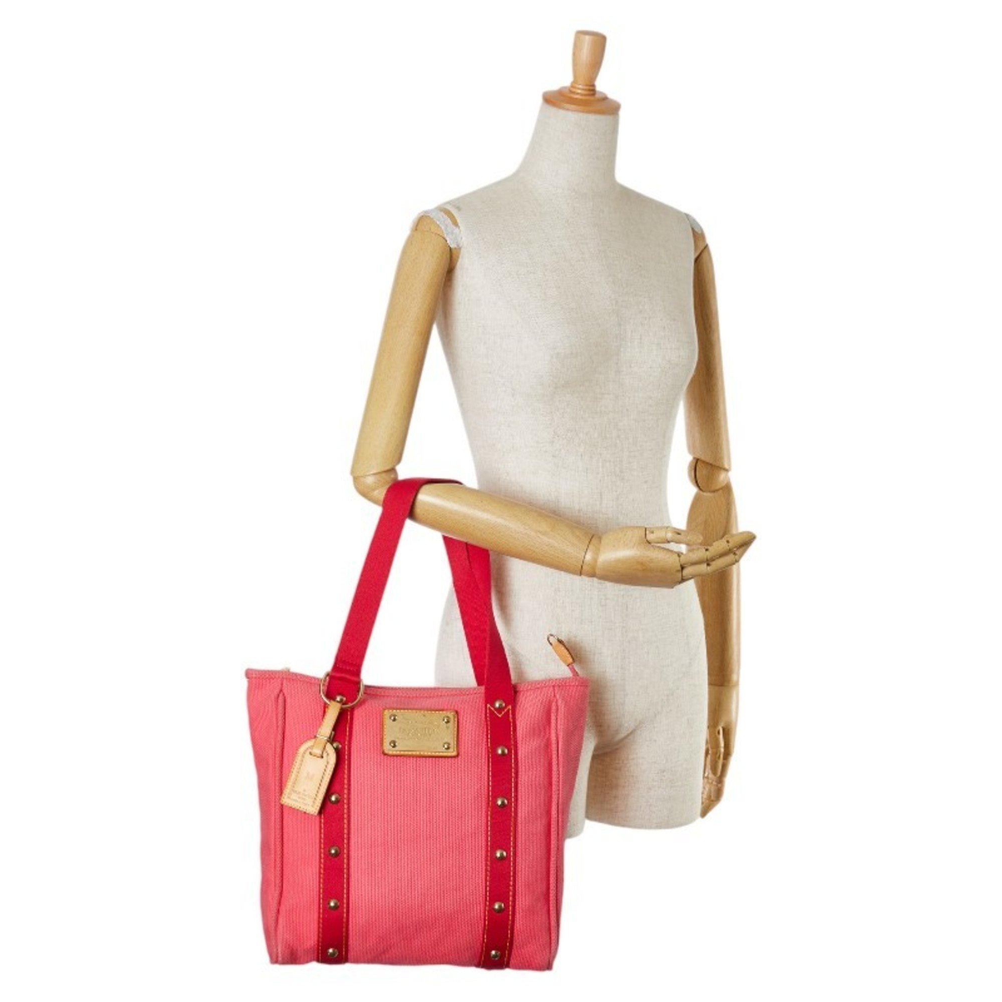 Louis Vuitton Antigua Cabas MM Tote Bag Shoulder M40085 Rose Pink Canvas Women's LOUIS VUITTON