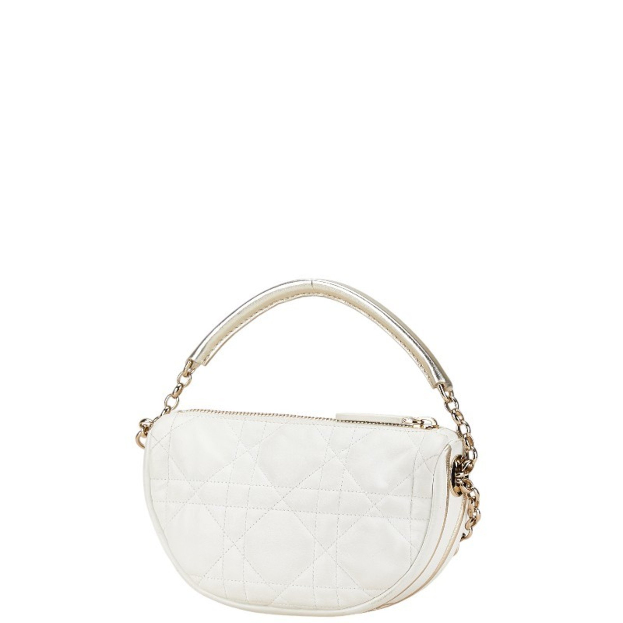 Christian Dior Dior Vibe Hobo Small Shoulder Bag White Lambskin Women's