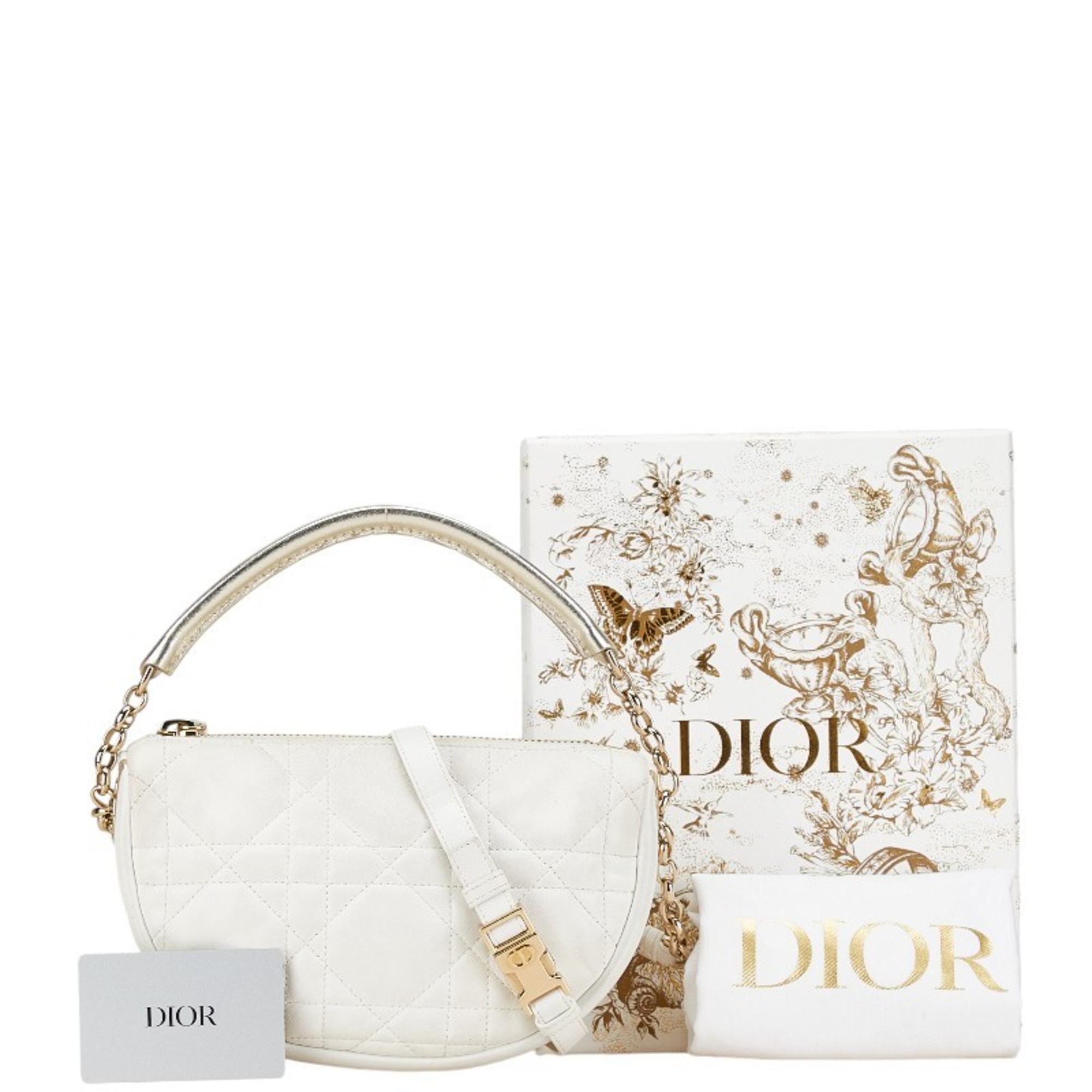 Christian Dior Dior Vibe Hobo Small Shoulder Bag White Lambskin Women's