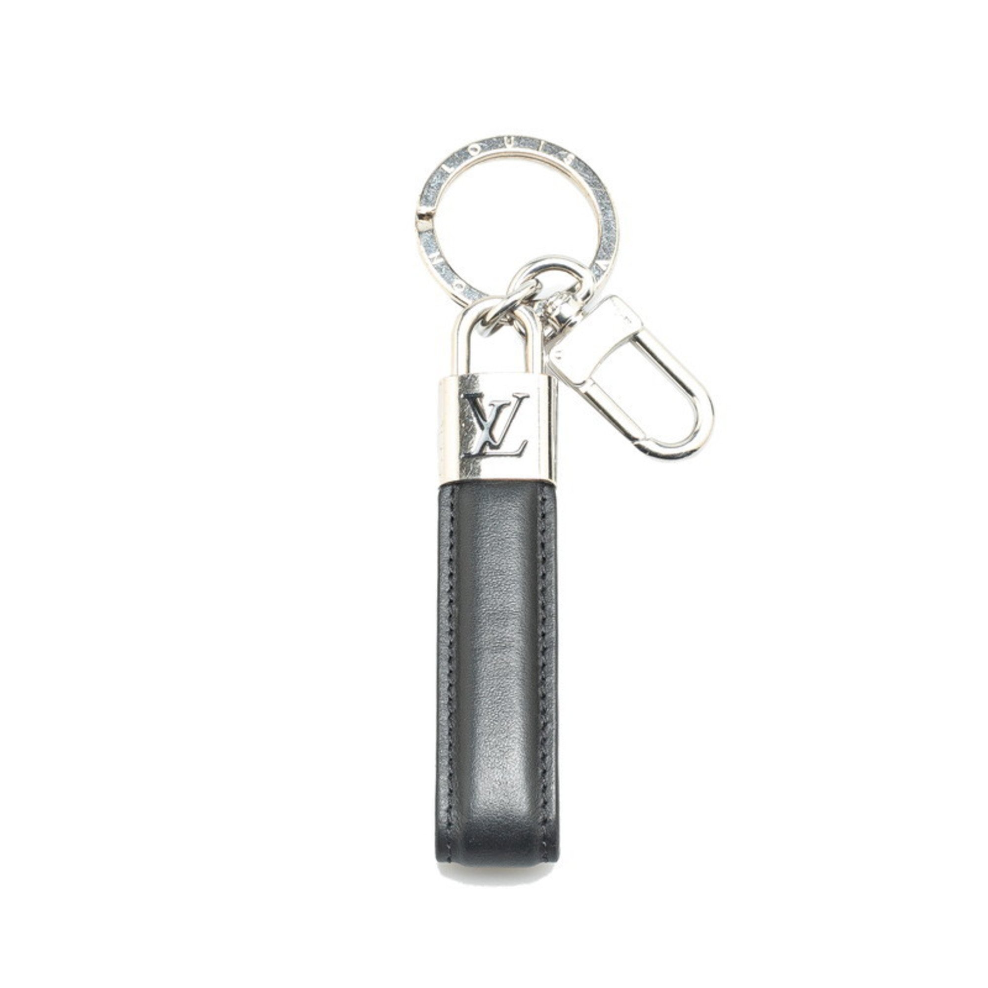 Louis Vuitton Keychain LV Padlock Keyring Charm M00745 Black Silver Leather Metal Women's LOUIS VUITTON