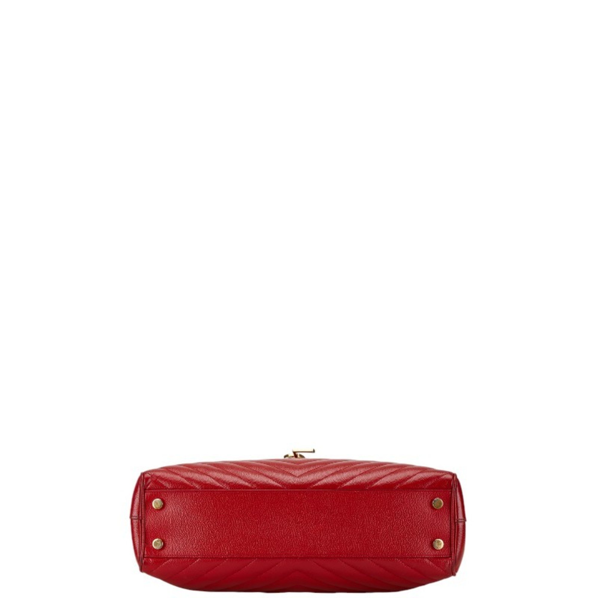 Saint Laurent YSL V-stitched chain tote bag in red leather for women SAINT LAURENT