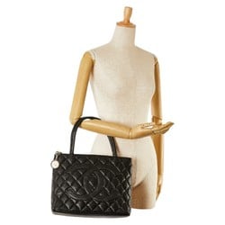 CHANEL Matelasse Deca Coco Mark Reprint Tote Quilted Bag Shoulder Black Caviar Skin Women's