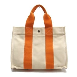 Hermes Bora PM Tote Bag 100% Cotton White x Orange