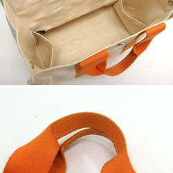 Hermes Bora PM Tote Bag 100% Cotton White x Orange