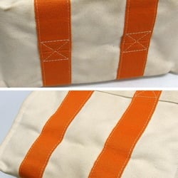 Hermes Bora PM Tote Bag 100% Cotton White x Orange