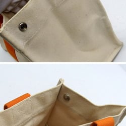 Hermes Bora PM Tote Bag 100% Cotton White x Orange