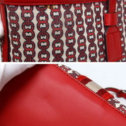 Tory Burch Gelink Chain Pattern Tote Bag Red