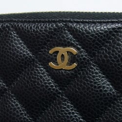 Chanel Classic Matelasse Caviar Skin Round Long Wallet Black