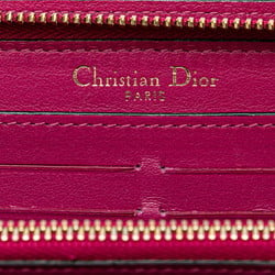 Christian Dior Dior Diorissimo Round Long Wallet Black Purple Leather Women's