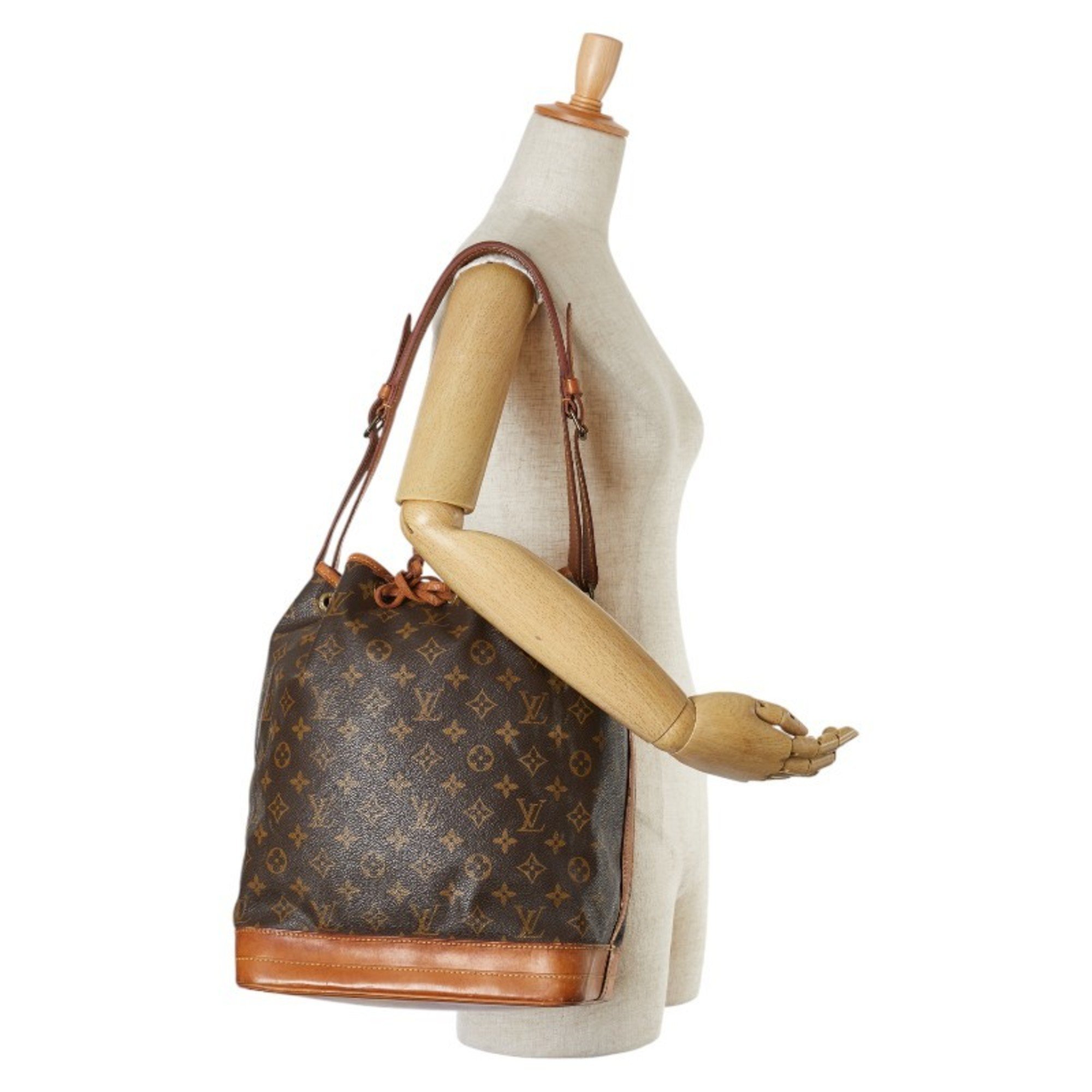 Louis Vuitton Monogram Noe Shoulder Bag M42224 Brown PVC Leather Women's LOUIS VUITTON