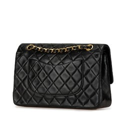 Chanel Matelasse 25 Double Flap Coco Mark Chain Shoulder Bag Black Gold Lambskin Women's CHANEL