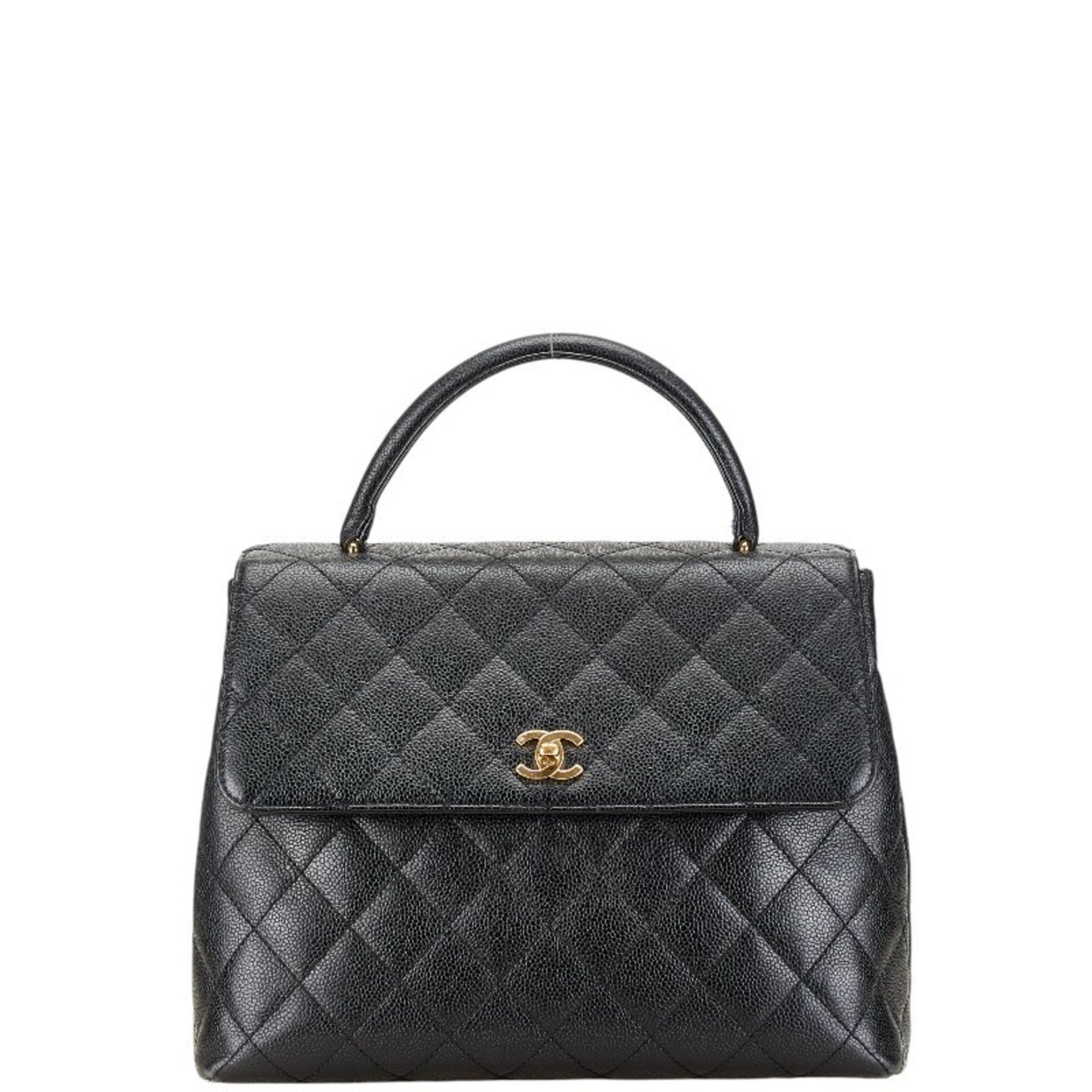 Chanel Matelasse Coco Mark Handbag Black Caviar Skin Women's CHANEL