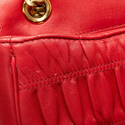 Prada Gathered Chain Shoulder Bag 1BD235 Red Leather Women's PRADA