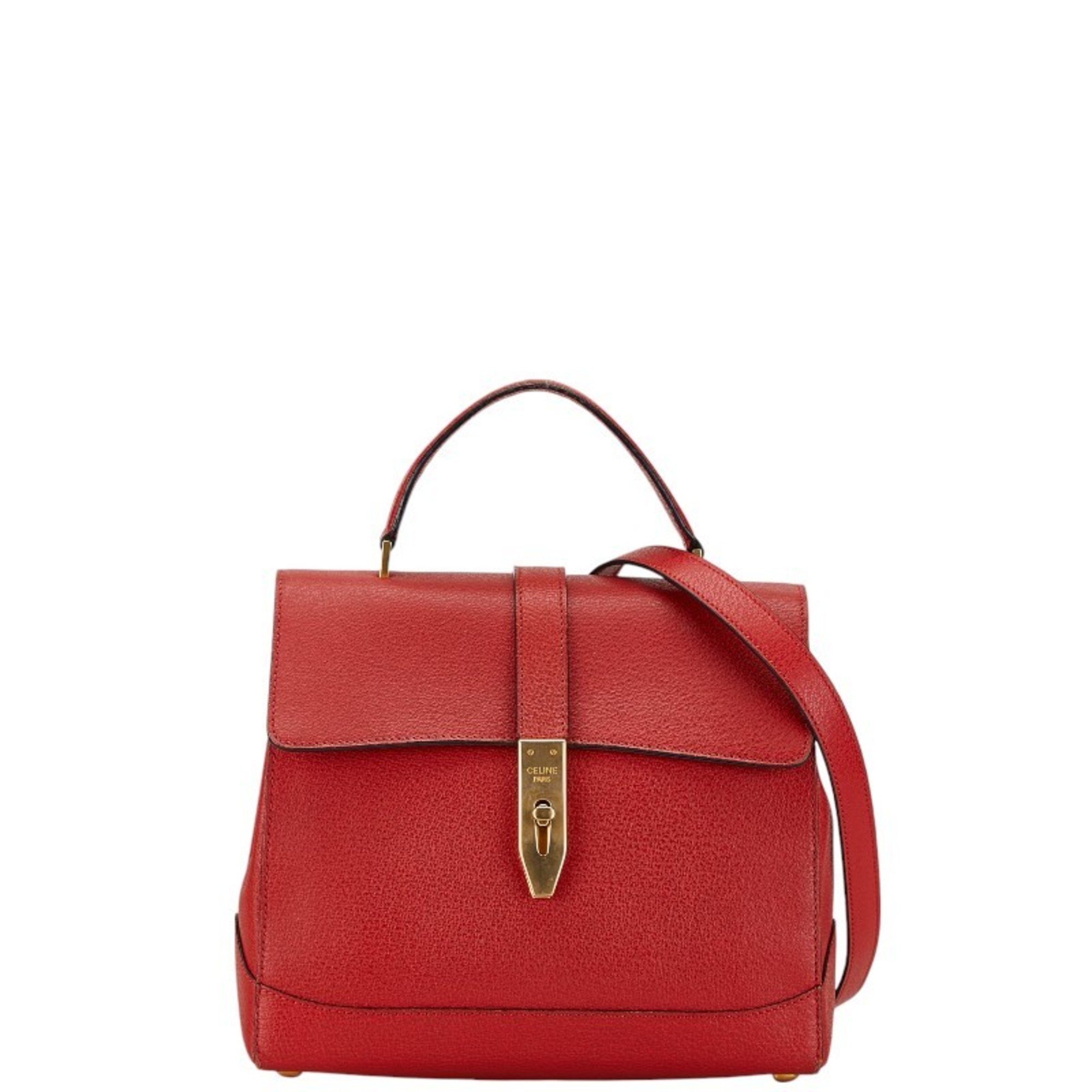 Celine handbag shoulder bag red leather women's CELINE