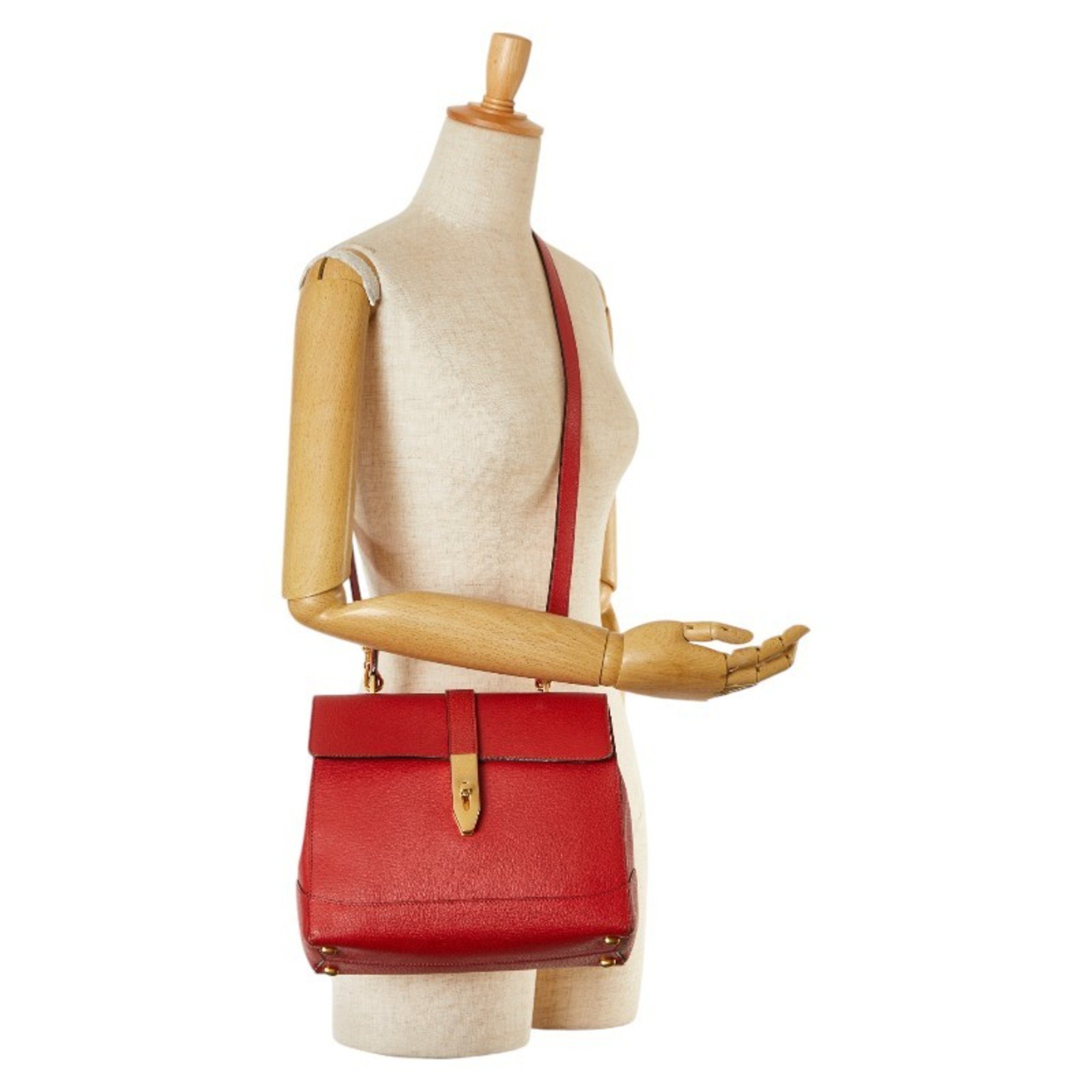 Celine handbag shoulder bag red leather women's CELINE