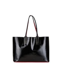 Christian Louboutin Kabata Spike Stud Tote Bag Black Red Patent Leather Women's