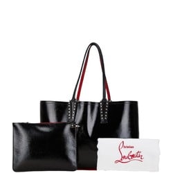 Christian Louboutin Kabata Spike Stud Tote Bag Black Red Patent Leather Women's