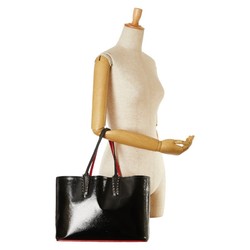 Christian Louboutin Kabata Spike Stud Tote Bag Black Red Patent Leather Women's