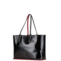 Christian Louboutin Kabata Spike Stud Tote Bag Black Red Patent Leather Women's