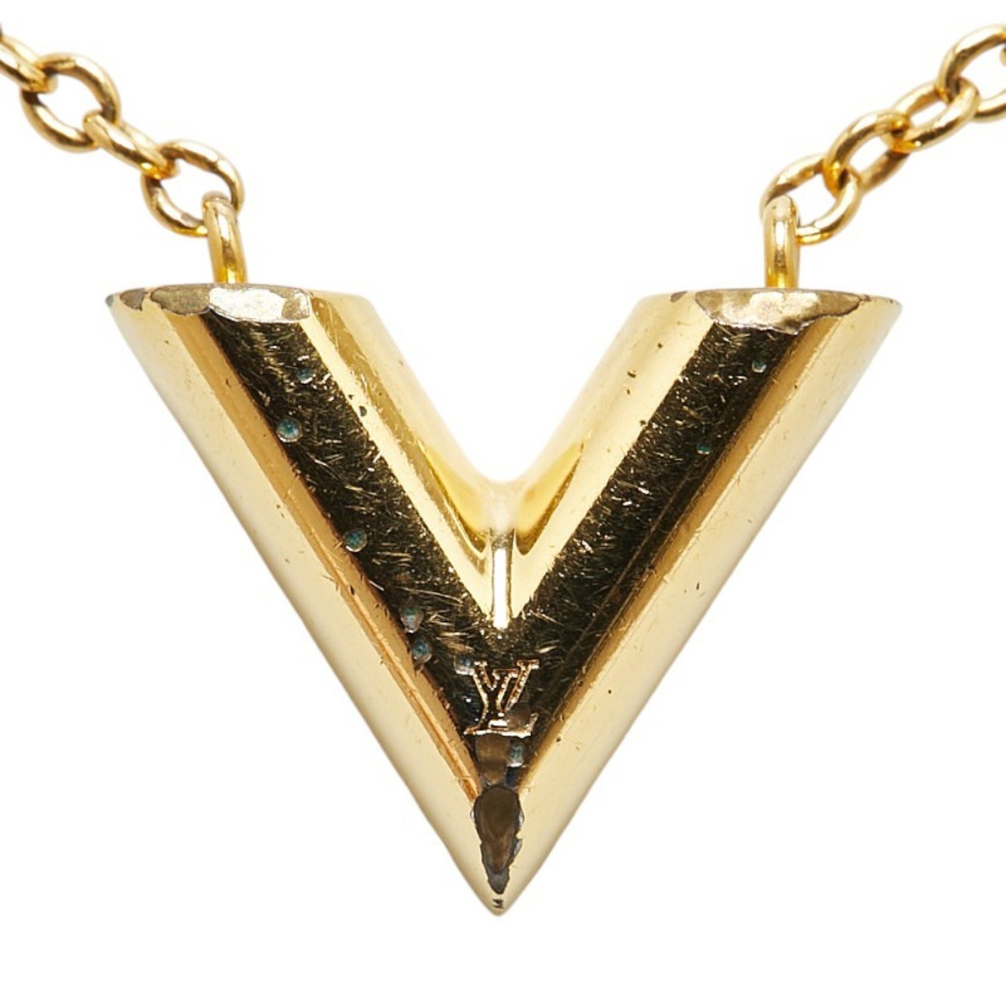 Louis Vuitton Essential V Necklace M61083 Gold Plated Women's LOUIS VUITTON