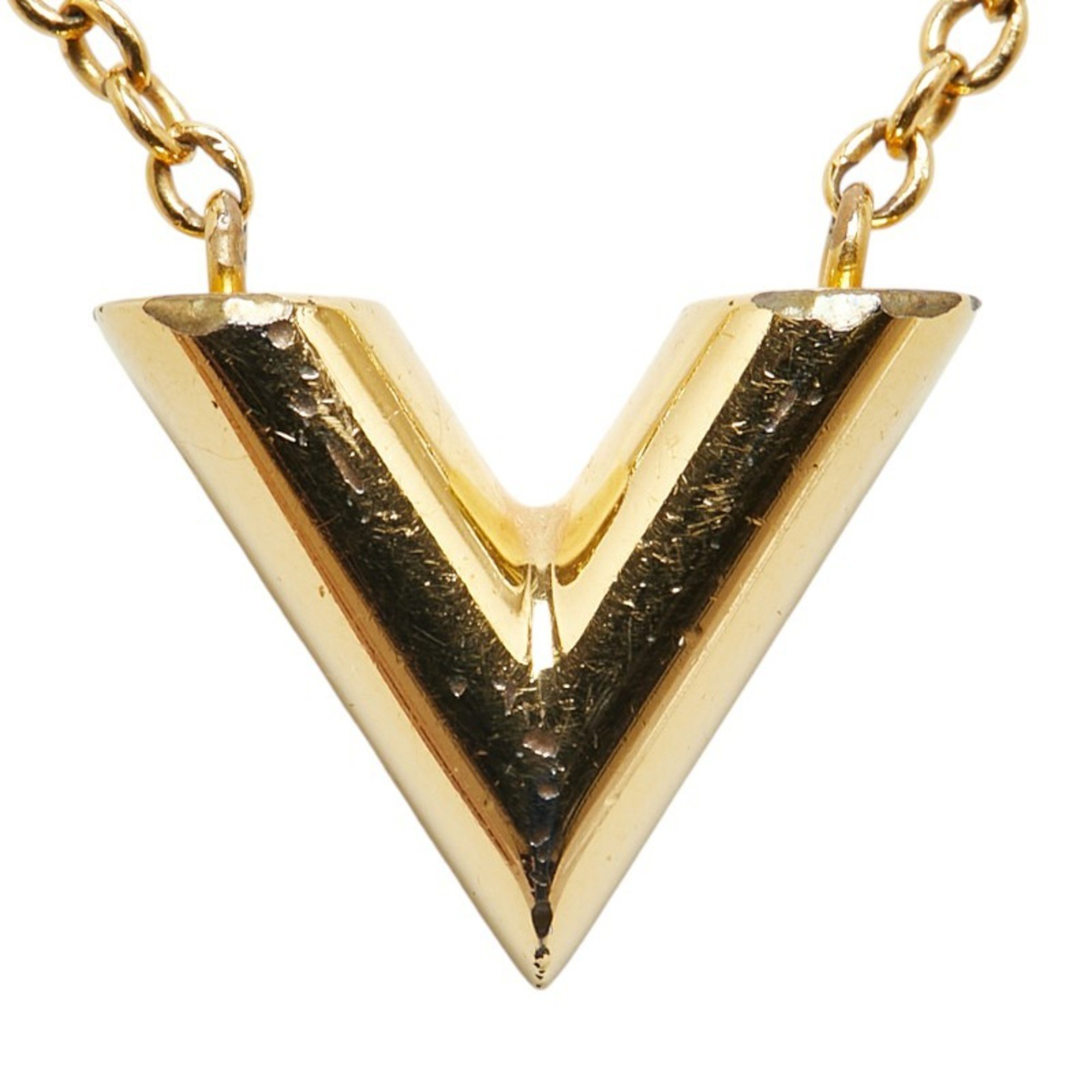 Louis Vuitton Essential V Necklace M61083 Gold Plated Women's LOUIS VUITTON