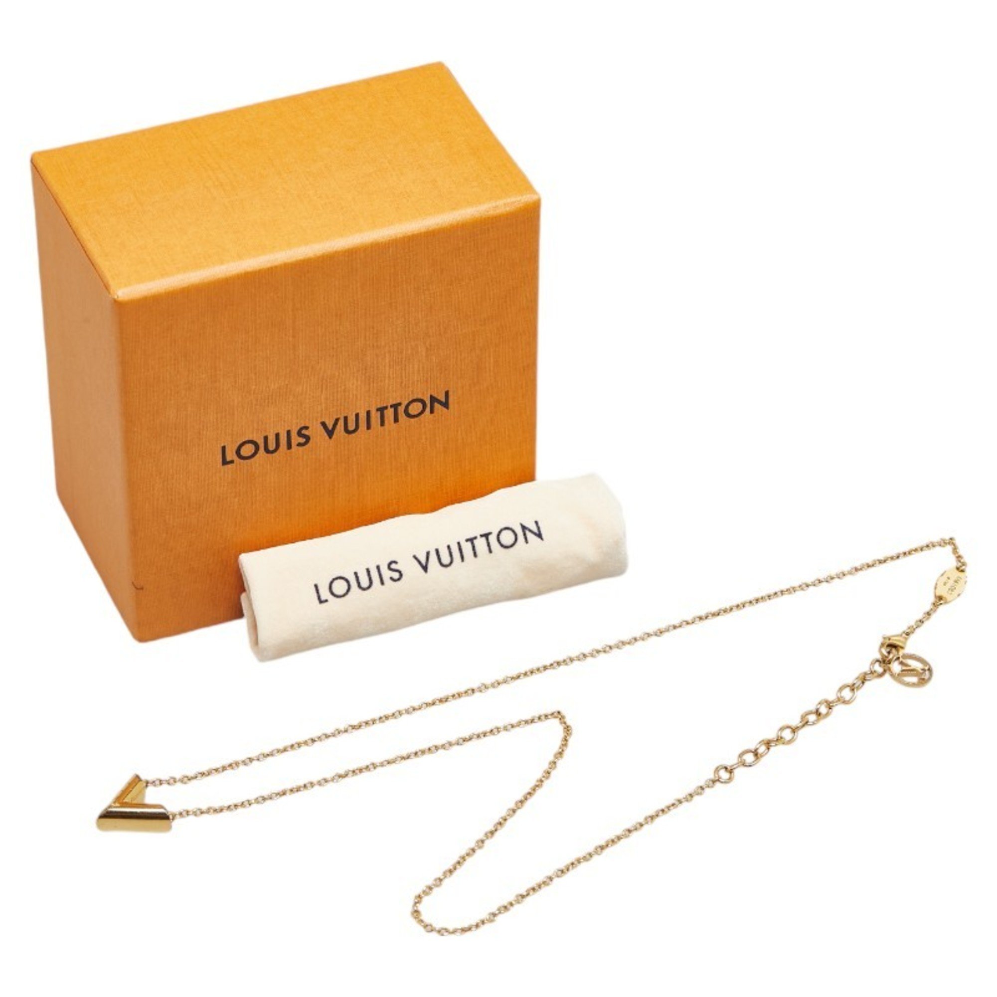 Louis Vuitton Essential V Necklace M61083 Gold Plated Women's LOUIS VUITTON