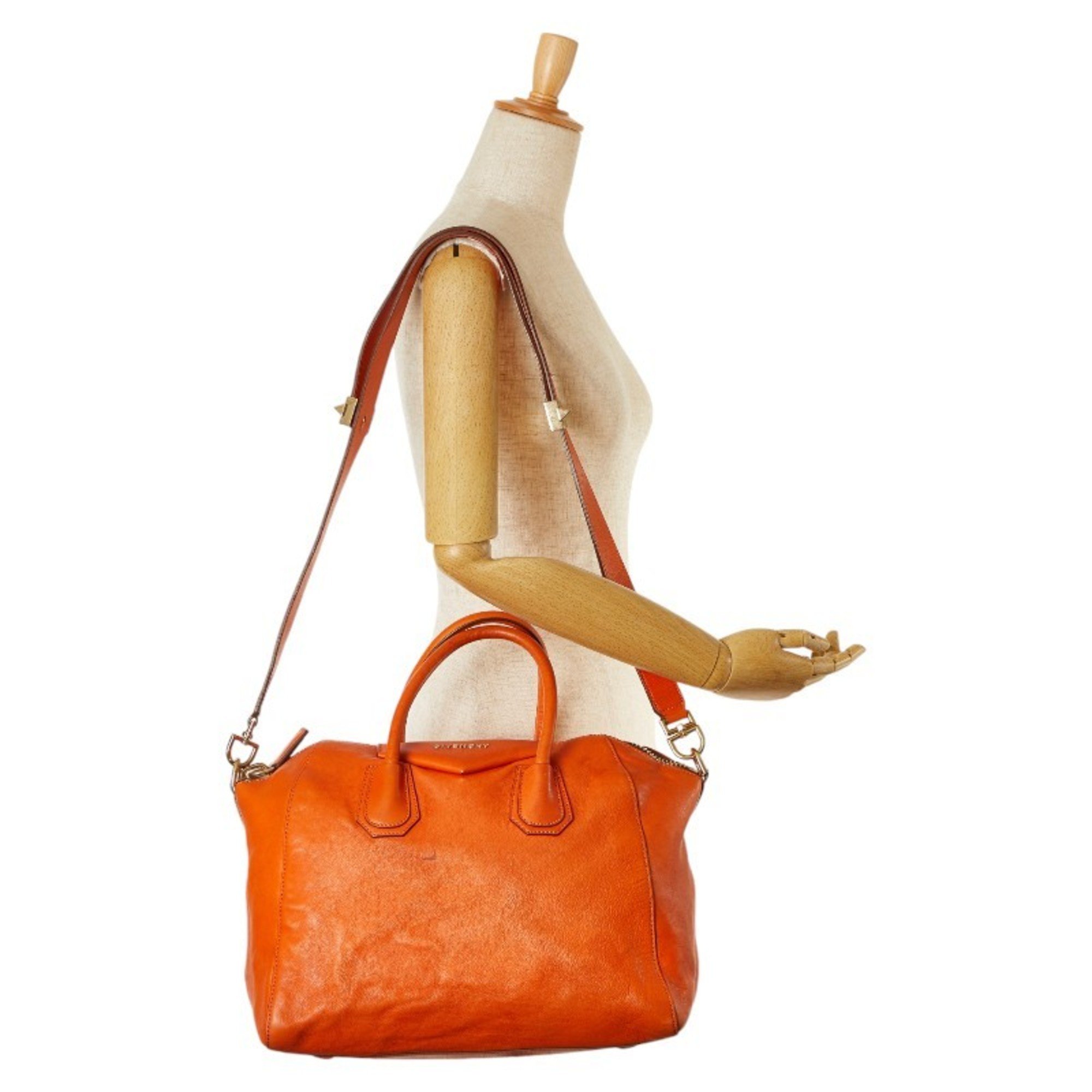 Givenchy Antigona handbag shoulder bag orange leather women's