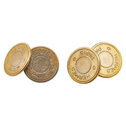 Hermes Serie Coin Medallion Cufflinks Gold Plated Women's HERMES