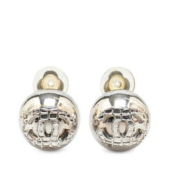 Chanel Coco Mark Ball Earrings Silver Metal Women's CHANEL