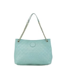 Tory Burch Quilted Chain Tote Bag Mint Green Leather Women's